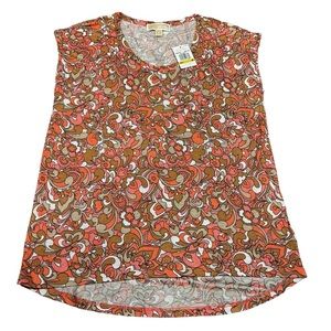 NWT Michael Kors Caribbean Pink Floral Print Top Size Medium